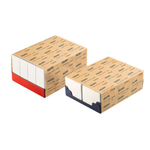 Hugo Beck paper S sleeve wrapper brengt een stevige papieren banderol aan rond producten in tray voor een duurzame verpakking zonder krimpfolie.